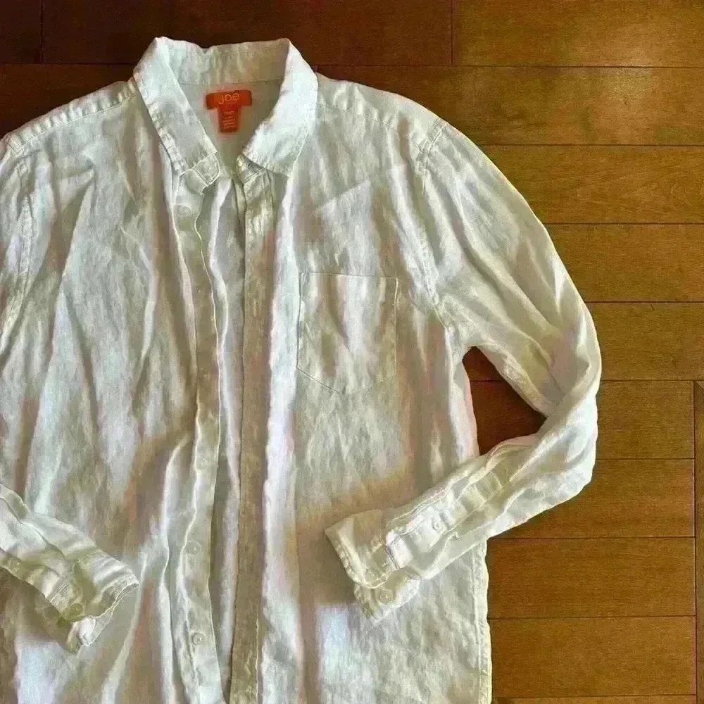 Joe Fresh | White linen button down oversized shirt size medium - Picture 2 of 3